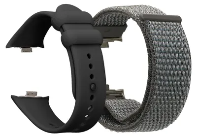 Produktbild von kwmobile 2x Sportarmband kompatibel mit Xiaomi Redmi Watch 4 Armband - Fitnesstracker Band Set aus TPU Silikon und Nylon in Schwarz Dunkelgrau