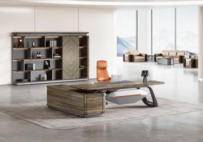 Produktbild von Designer Ecktisch Braune Büromöbel Schreibtisch Holztische Luxus Möbel