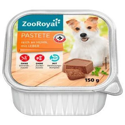 Produktbild von ZooRoyal Hundefutter Pastete reich an Huhn und Leber, 11er Pack (11 x 150g Schale)