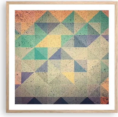 Produktbild von Gerahmtes Poster - Rahmen in heller Eiche - Abstraktion Dreieck Muster - 60x60 cm - Wand Bild - Wanddeko - Wandbilder - Wandposter - Bilderrahmen - Bilder - Kunstdruck - Wandbild - P2NAC60x60-4287