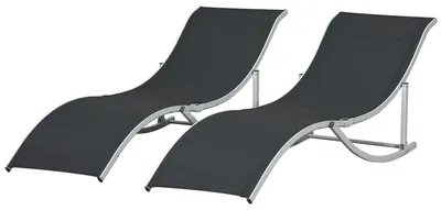 Produktbild von Set aus 2 klappbaren Gartenliegen aus Aluminium und Texteline, 61 x 165 x 63 cm, Schwarz