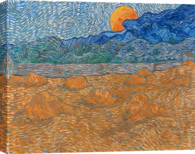 Productafbeelding van Van Gogh - Landschap met graanvelden en opkomende maan, 1889 - 70 x 50 cm. (Olieverf op canvas)