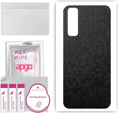 Produktbild von apgo Rückseite Schutzfolie, Skin, kompatibel mit Realme 7, Hinten Displayschutzfolie aus Vinylfolie, kratzfest, einfache Montage - Schwarze Honigwabe