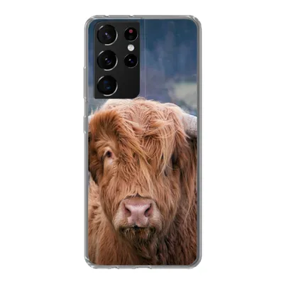 Produktbild von MuchoWow® Handyhülle Schutzhülle Hülle für Samsung Galaxy S21 Ultra Schottischer Highlander - Hörner - Berg Silikon Softcase Handy Hülle - Mobiltelefon