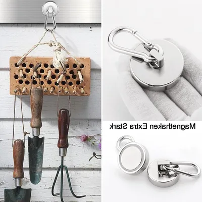 Starke Neodym-Magnethaken 32 mm - 4 Stück - 360° Rotation, 36 kg Zugkraft für Küche und Kühlschrank
