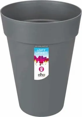 Immagine prodotto di Vaso da fiori, Elho Loft Urban rotondo, Ø 34 x 45,6 cm, 23 l, grigio antracite, serbatoio d'acqua integrato