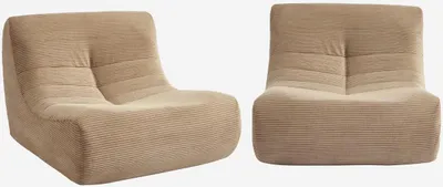 Produktbild von sweeek - 2er-Set modulierbare Sessel ohne Armlehne mit Cordbezug - Dunkelbeige