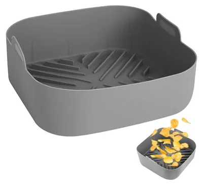Produktbild von HSXL – Backform für Airfryer-Behälter aus Silikon – 1 Stück – quadratisch 20 cm – Backpapier-Alternative – Zubehör – BPA-frei – 20 x 20 cm