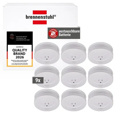 Produktbild von Brennenstuhl Rauchmelder Set, 9X RM C 9010 mit austauschbarer Batterie – Ohne WiFi, Größe 9 Stück