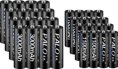 Image de Piles rechargeables Ni-MH, 3000mAh AA, 1100mAh AAA ,16AA et 16AAA, 1,2 V