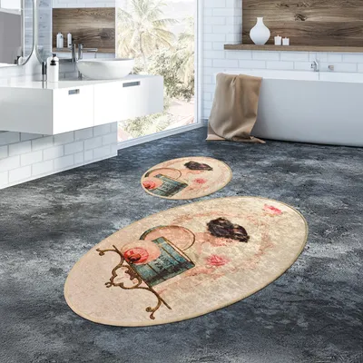 Produktbild von Bosdela Ovales 2-Teiliges Badezimmerteppich-Set, WC-Vorleger-SetGlare