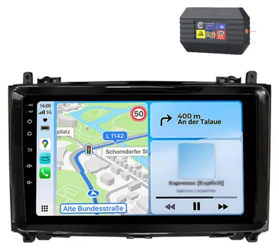 Obrázok produktu pre Autorádio s DAB+ a GPS navigáciou pre Mercedes-Benz triedy A (W245, W169) a Sprinter (W906), CarPlay, Android Auto, 4G WiFi, 8-jadrový procesor, RDS, DSP, DAB+, Bluetooth, 9-palcový displej, 6+128 GB