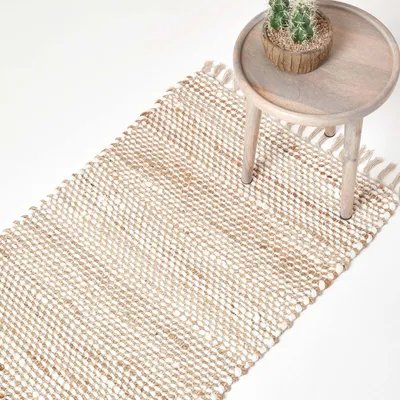 Obrázek produktu pro HOMESCAPES Chindi koberec Horizon 66x200 cm - ručně tkaný hadrový koberec přírodní barva