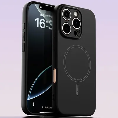 Image de Coque magnétique pour iPhone 16 Pro, compatible MagSafe, silicone liquide, antichoc et anti-rayures Noir
