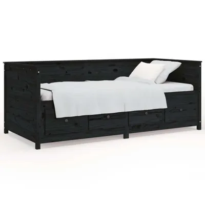 Obrázek produktu pro vidaXL Denní postel Black 90x200 cm z masivního borovicového dřeva