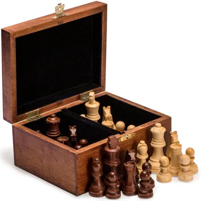 Produktbild von Staunton Schachfiguren Set mit Holzbox