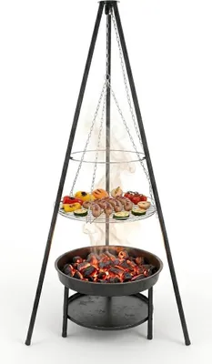 Zdjęcie produktu dla Palenisko trójnóg duży grill ogniskowy ogrodowy wiszący 2w1