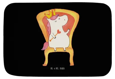 Produktbild von Mr. & Mrs. Panda Badteppich Einhorn Prinzessin - Schwarz - Geschenk, Geburtstag, Unicorn, badezimmer läufer, Geburtstagsgeschenk, duschmatte, Badematte, Badvorleger