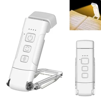 Produktbild von LED Leselampe mit 3 Farbmodi und 5 Helligkeitsstufen, USB aufladbar, Clip-Design, augenschonend, Timer, 80h Akku, flexible Winkel, für Bett & Bücher