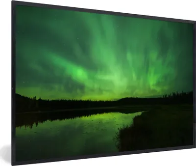 Produktbild von MuchoWow® MuchoWow® Gerahmtes Poster Nordlichter - Baum - Alaska 60x40 cm - Poster mit zchwarzem Bilderrahmen - Printing - Wanddeko Schlafzimmer