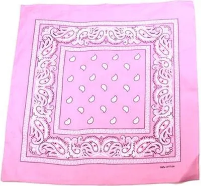 Productafbeelding van CHPN - Bandana - Boerenmotief - Sjaal - Paisleyprint - 54/54 cm - Lichtroze - Zakdoek - Carnaval - Accessoire