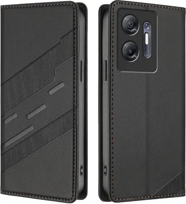 Produktbild von Hülle für Infinix Hot 30 5G, Kunstleder Brieftaschen Handyhülle mit Kartenfach und Standfunktion Schwarz