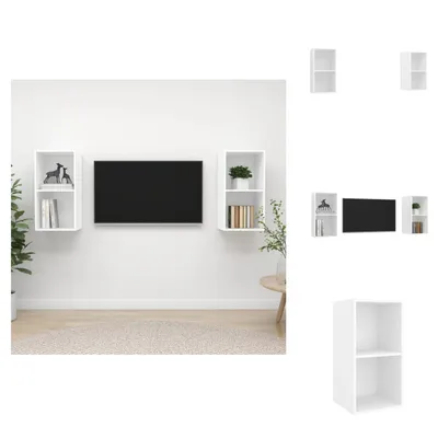 Image de vidaXL Armoires murales TV 2 pcs. Blanc Bois composite - Meubles TV