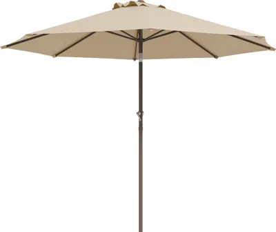 Image de Outsunny Parasol de jardin Parasol droit ? 2,63 m en mšŠtal Rond Polyester 180g/m? manivelle inclinable beige