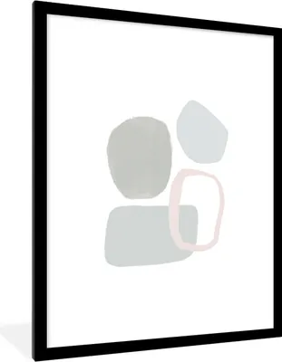Produktbild von MuchoWow® Gerahmtes Poster Linienkunst - Abstrakt - Pastell 60x80 cm - Poster mit Schwarzem Bilderrahmen Wandposter Rahmen Foto Bilder - Wohnzimmer - Dekorationen - Prämie