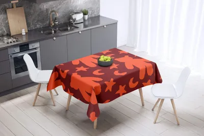 Tischdecke 140x140 cm, Polyester, Anti-Schimmel, Orange Bordeaux