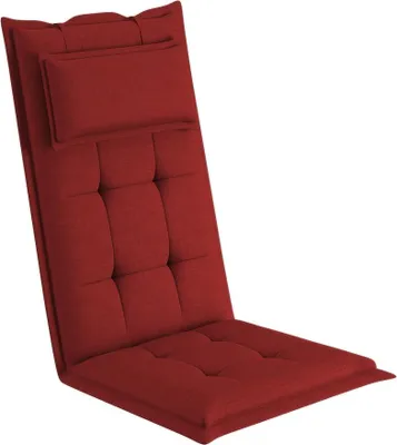 Produktbild von sunnypillow 1 Stück Gartenstuhlauflage mit abnehmbarem Kopfpolster 120 x 50 x 9 cm Hochlehner Auflage Polsterauflagen Stuhlauflage Rot