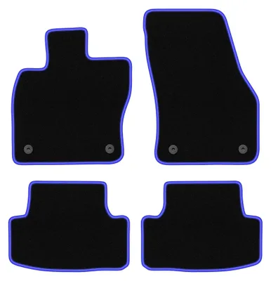 Image de Tapis de sol en moquette pour Seat Ateca 2016- (crossover) – jeu 4 pièces, noir/bleu, sur mesure – Wielganizator CARLUX
