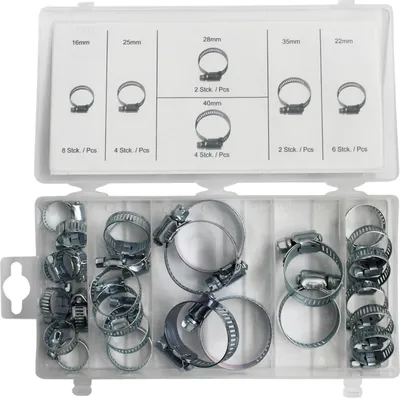 Produktbild von MASTERPROOF PROFESSIONAL Schlauchschellen-Sortiment 26-tlg. - Ø 16 - Ø 40 mm, Stahl verzinkt, Schlauchklemmen