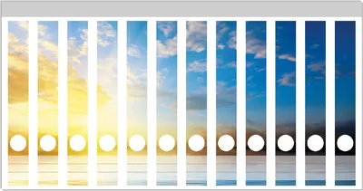 Produktbild von Wallario Ordnerrücken Sticker, selbstklebend für schmale Ordner, 12 Stück, Motiv Sonnenuntergang über dem Meer I