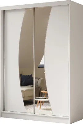 Image de BEAUTYSOFA armoire moderne avec portes coulissantes VOX 150 cm - armoire avec miroir et portes coulissantes (blanc)