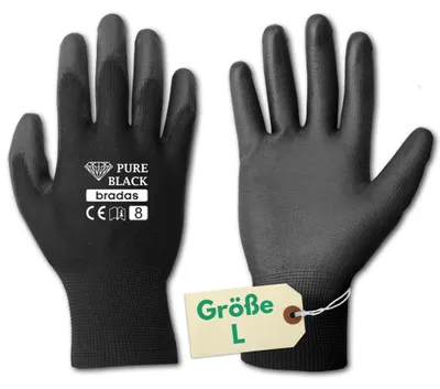 Produktbild von PU Handschuhe Arbeit Arbeitshandschuhe Herren Gr. L Mechaniker Handschuhe Werkstatt Schutzhandschuhe Schwarze Montagehandschuhe Arbeitsschutzhandschuhe Stärke 13