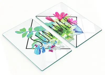 Produktbild von Set Küchenbretter aus gehärtetem Glas mit Sommermuster, 2 x 30 x 52 cm