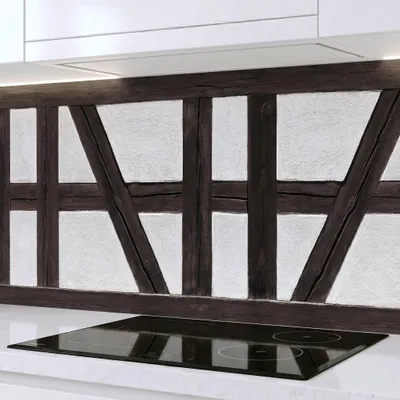 Produktbild von Küchenrückwand Fachwerkwand 60 x 300 cm – monolithische ABS-Platte mit Direktdruck, Spritzschutz Küche & Bad, Fliesenspiegel