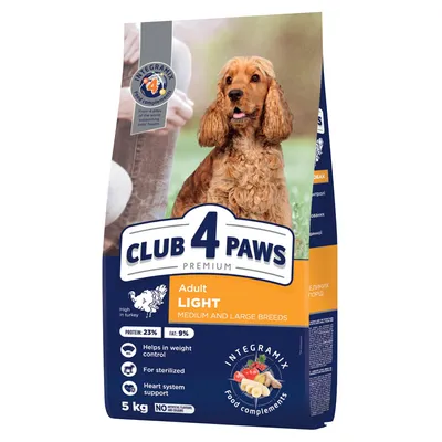 Produktbild von Club 4 Paws Hundefutter Truthahn, kalorienarm, mittel & groß, 5 kg