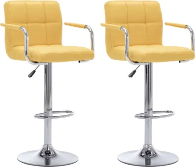 Image de Chaises de bar lot de 2 jaune tissu