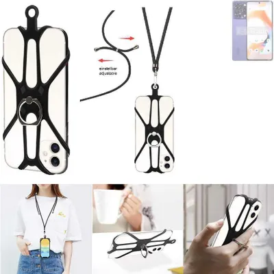 Produktbild von K-S-Trade 3in1 Handykette Handyband Handykordel Halsband Smartphone-Ring Handy-Ring kompatibel mit UMIDIGI A15 Pro 5G Fingerhalterung Handyring