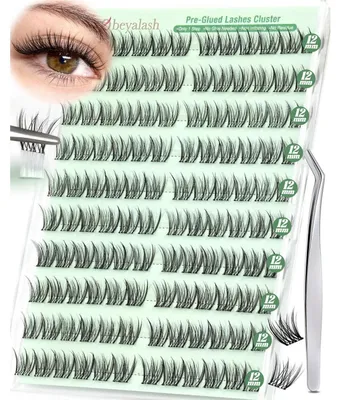 Produktbild von Selbstklebende Wimpern Extensions Set 12mm Natürliche Lash Clusters Ohne Kleber DIY