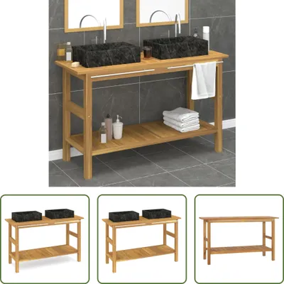 Obrázek produktu pro The Living Store Umyvadlo s černým mramorovým umyvadlem z masivního teaku