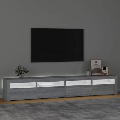 Image de vidaXL Armoire TV avec lampes LED Gris Sonoma 240x35x40 cm
