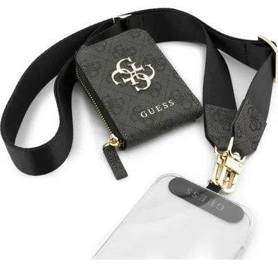 Immagine prodotto di Guess Laccetto per cellulare + tracolla + portafoglio nero Set con logo metallico