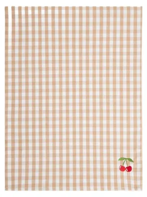 Obrázek produktu pro HOMLA ABRIL béžový kostkovaný ubrus s ozdobnou výšivkou, 40 x 160 cm
