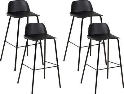 Produktbild von BELIANI Barhocker 4er Set Schwarz aus Kunststoff/Metall Esszimmer Küche Retro Barstuhl