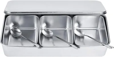 Produktbild von Gewürzdosen Set, Edelstahl, 135 x 107 x 56 mm, 3 Rasterpulte, für Küche