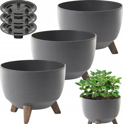 Zdjęcie produktu dla Lamela zestaw 3 doniczek | Roma | miska | antracyt | 29 cm