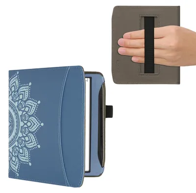 Produktbild von kwmobile Flip Hülle kompatibel mit Pocketbook Era / Era Color - Vorderfach Handschlaufe - Aufgehende Sonne Blau
